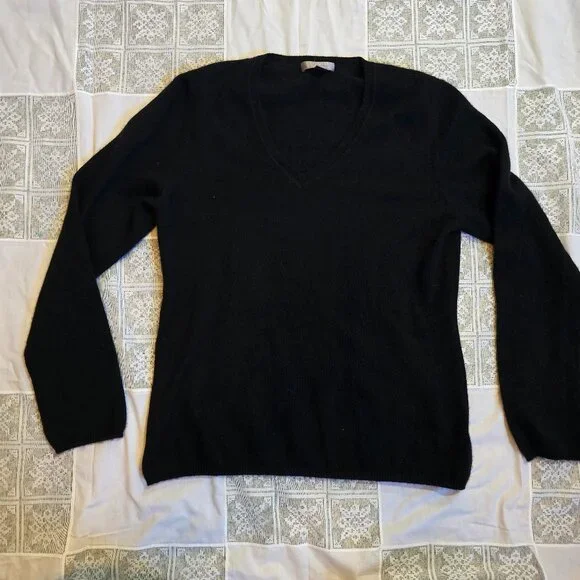 Cashmere by Charter Club Black100% Cashmere V-Neck Sweater Women’s Size Large - Picture 1 of 7
